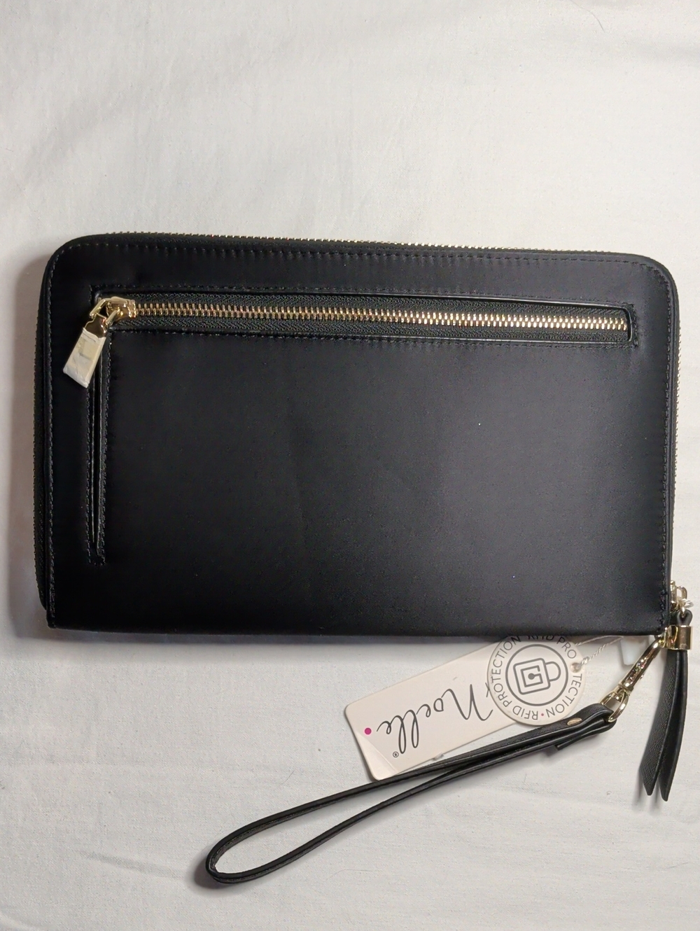 Simply Noelle Black Zip Wristlet with Gold-Tone Hardware